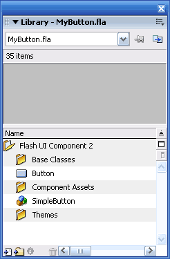 Copying the Button component-related symbols to the Library panel