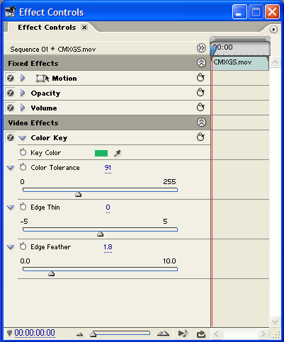 Adjusting the Color Key plug-in settings to control the masked area