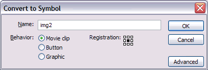 Convert the image into a symbol, and set the registration to the center.