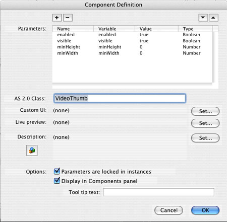 Component Definition dialog box