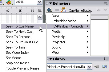 The nine FLVPlayback behaviors created for these templates