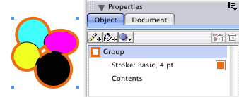 a group of objects with a group stroke attribute