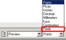 Document unit set to Pixels