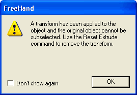 Transformed extrude error message