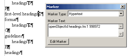 Selected index marker