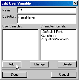 Edit User Variable