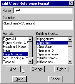 Edit Cross-Reference Format dialog box