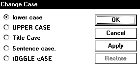 Change Case dialog box