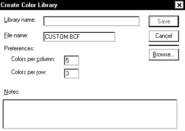 Create Color Library dialog box