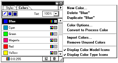pull-down color menu