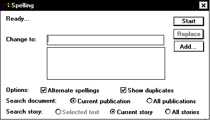 spelling dialog box