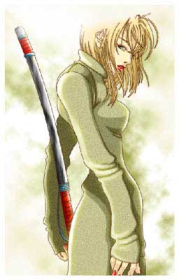 Anime Girl With Sword Picture in adobe Photoshop cs
