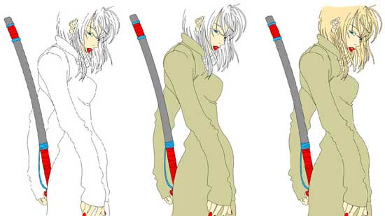 Anime Girl With Sword Picture in adobe Photoshop cs
