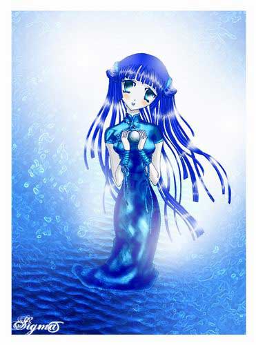 drawing Anime Water Nymph in adobe Photoshop cs