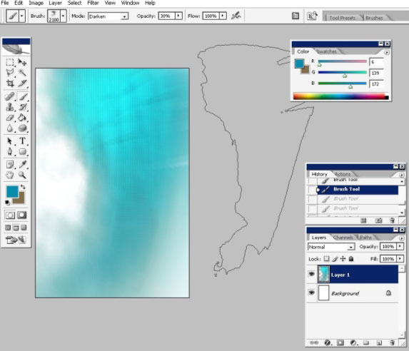 Create a sea illustration