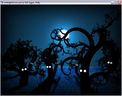 Full Moon in The Midnight Forest - making of - Step 21