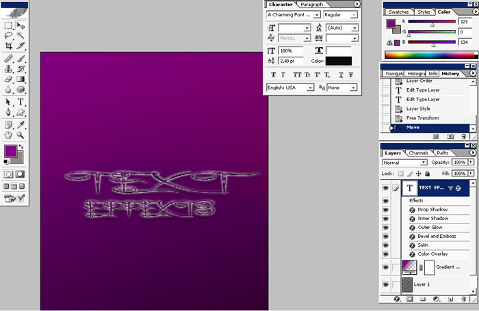 Photoshop purple text effects